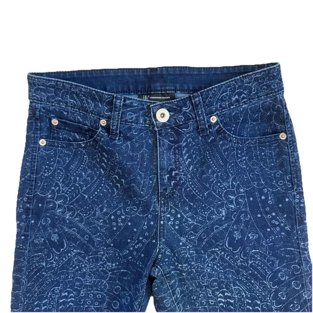 INC Womens Laser Printed Mid Rise Flare Leg Jeans Size:6/28 - Picture 6 of 15